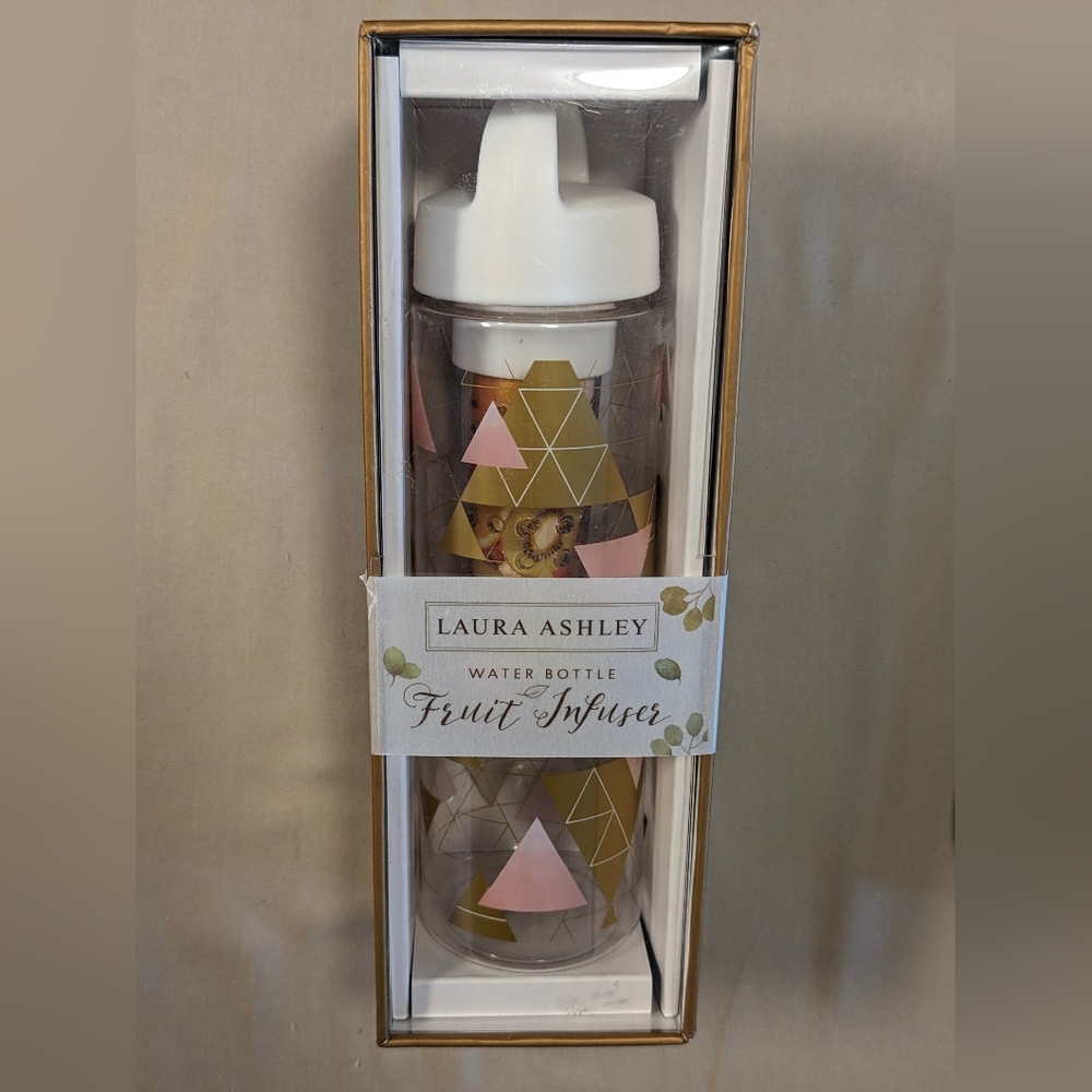 Laura Ashley Gold and Pink Water Bottle with Fruit Infuser